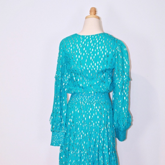Lilly Pulitzer Heline Ruffle Dress Oasis Metallic Dobby Party Dress Size (4) - Picture 3 of 4